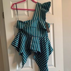 One shoulder striped top